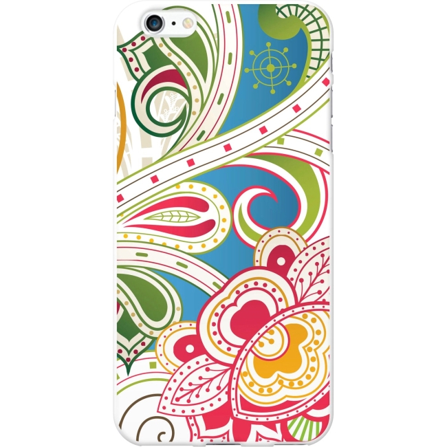 OTM iPhone 6 Plus White Glossy Case Paisley Collection, Blue IP6PV1WG-PAI-04
