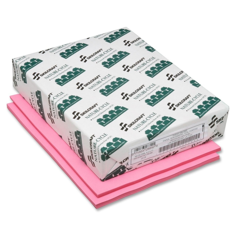 SKILCRAFT Neon Colored Copier Paper - Process Chlorine Free, Neon Pink 7530013982680 NSN3982680
