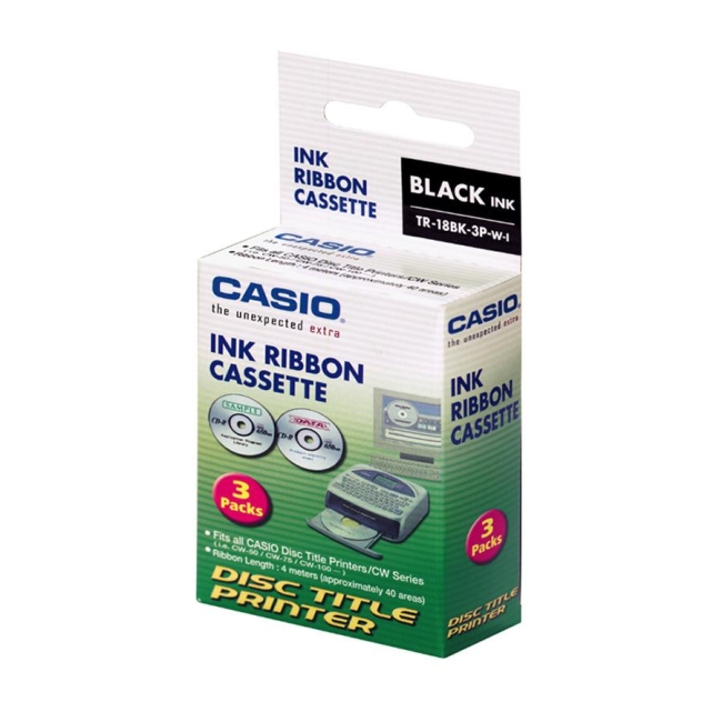 Casio Black Ribbon Cartridge TR-18BK-3P CSOTR18BK3P