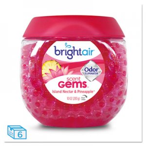 Bright Air Scent Gems Odor Eliminator, Island Nectar and Pineapple, Pink, 10 oz, 6/Carton BRI900229CT BRI 900229