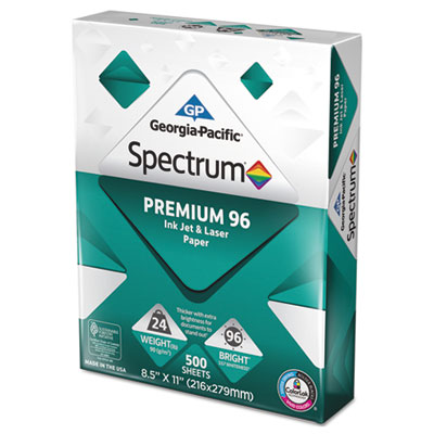 Georgia Pacific Spectrum Premium 96 Inkjet/Laser Paper, 24lb, 8 1/2 x 11, White, 1500 Sht/Carton GPC998605 998605