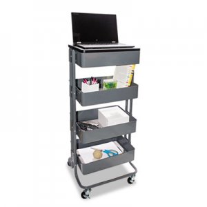 Vertiflex Multi-Use Storage Cart/Stand-Up Workstation, 13.9w x 11.75d x 18.5-39.5h, Gray VRTVF51025