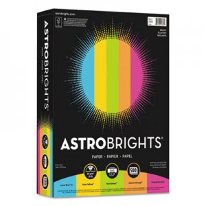 Astrobrights Color Paper -"Bright" Assortment, 8 1/2 x 11, 5 Colors, 24lb, 500 Sheets WAU99608 99608