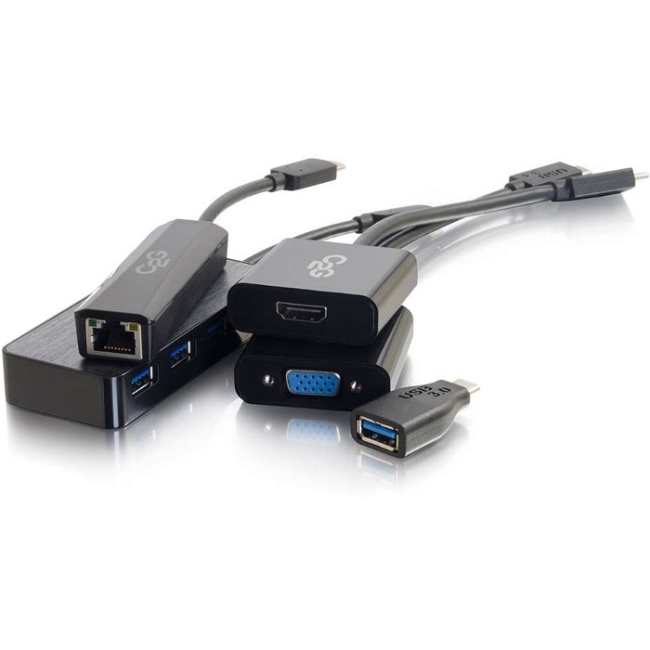 C2G USB-C to HDMI, VGA, Ethernet, or USB-A Essential Adapter Kit 30004