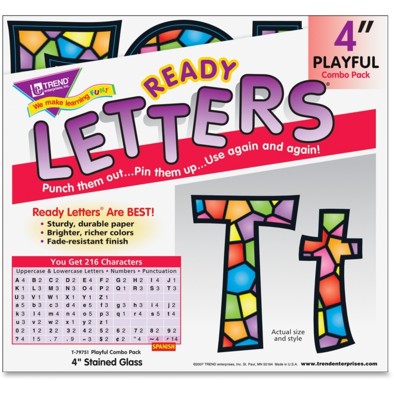 Trend Stained Glass Design 4" Ready Letters Pack 79751 TEP79751