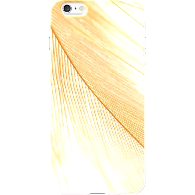 OTM iPhone 6 Plus White Glossy Case Feather Collection, Gold IP6PV1WG-FTR-01