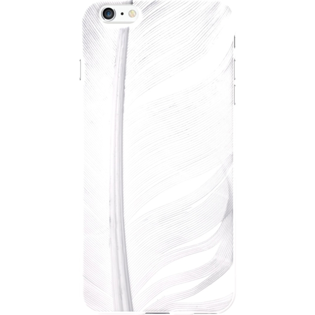 OTM iPhone 6 Plus White Glossy Case Feather Collection, SiGlver IP6PV1WG-FTR-02