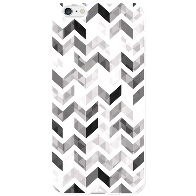 OTM iPhone 6 Plus White Glossy Case Ziggy Collection, Grey IP6PV1WG-ZGY-04