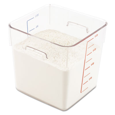 Rubbermaid Commercial SpaceSaver Square Containers, 8qt, 8 4/5w x 8 3/4d x 8 3/4h, Clear RCP6308CLE FG630800CLR
