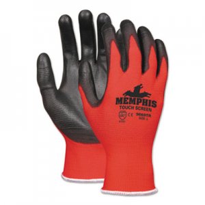 MCR Safety Touch Screen Nylon/Polyurethane Gloves, Black/Red, Large CRW9669TRL 9669TRL