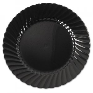 WNA Classicware Plastic Plates, 6" Dia., Black, Round, 10 Plates/Pack WNACW6180BK WNA CW6180BK