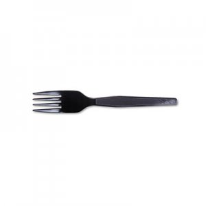 Dixie Plastic Cutlery, Heavy Mediumweight Forks, Black, 1000 per Carton DXEFM507CT FM507