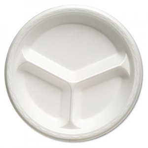 Genpak Foam Dinnerware, Plate, 3-Comp, 10 1/4" dia, White, 125/Pack, 4 Packs/Carton GNP81300 81300---
