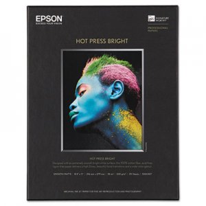 Epson Hot Press Bright Fine Art Paper, 8-1/2 x 11, Bright White, 25 Sheets EPSS042327 S042327