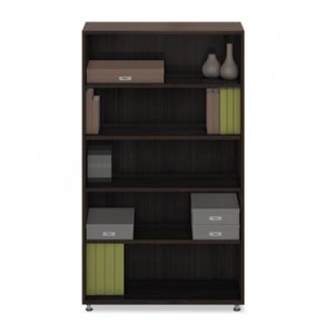 Safco Mayline e5 Series Five-Shelf Bookcase, 36w x 15d x 62h, Walnut MLNEZBC3662AHA EZBC3662AHA
