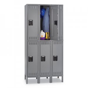 Tennsco Double Tier Locker with Legs, Triple Stack, 36w x 18d x 78h, Medium Gray TNNDTS1218363MG DTS-121836-3