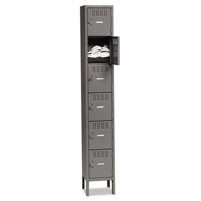 Tennsco Box Compartments with Legs, Single Stack, 12w x 18d x 78h, Medium Gray TNNBS61218121MG BS6-121812-1