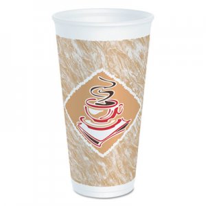Dart Cafe G Foam Hot/Cold Cups, 20 oz, Brown/Red/White, 20/Pack DCC20X16GPK 20X16GPK