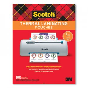 Scotch Letter Size Thermal Laminating Pouches, 5 mil, 9" x 11 1/2", 100/Pack MMMTP5854100 TP5854-100