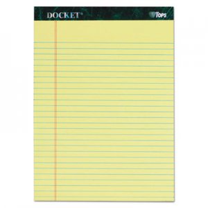 TOPS Docket Ruled Perforated Pads, 8 1/2 x 11 3/4, Canary, 50 Sheets, 6/Pack TOP63406 63406