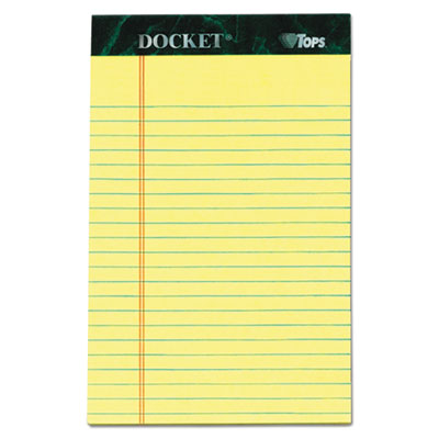 TOPS Docket Ruled Perforated Pads, 5 x 8, Narrow, Canary, 50 Sheets, 6/Pack TOP63351 63351