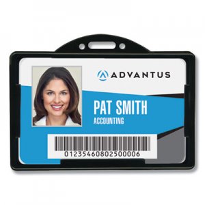 Advantus Horizontal ID Card Holders, 3 3/8 x 2 1/8, Black, 25 per Pack AVT75656 75656