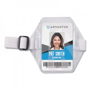 Advantus Vertical Arm Badge Holder, 2 1/2 x 3 1/2, Clear/White, 12 per Box AVT75649 75649