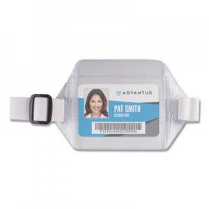 Advantus Horizontal Arm Badge Holder, 3 3/4 x 2 3/4, Clear/White. 12 per Box AVT75418 75418