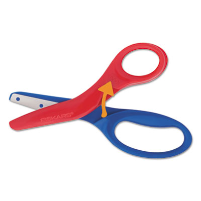 Fiskars Preschool Training Scissors, 5"L, 1 1/2" Cut, Plastic, Red/Blue FSK1949001001 1949001001