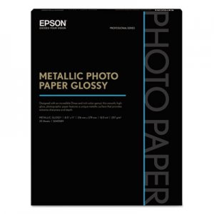 Epson Professional Media Metallic Photo Paper Glossy, White, 8 1/2x11, 25 Sheets/Pack EPSS045589 S045589