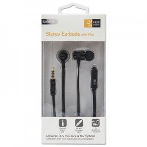 Case Logic 800 Series Earbuds w/Microphone, Black, 4 ft Cord BTHCLSTHD800 CLSTHD800