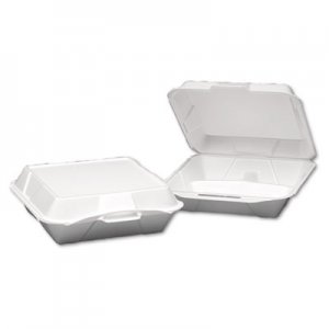 Genpak Foam Hinged Container, 3-Compartment, Jumbo, 10-1/4x9-1/4x3-1/4, White, 100/Bag GNP25300 25300