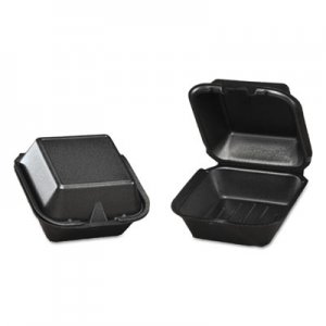 Genpak Foam Hinged Carryout Container, 5-13/16x5-11/16x3-1/8, Black, 125/Bag GNPSN2253L SN225-3L