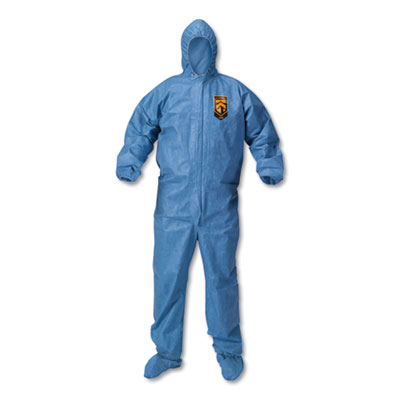 KleenGuard A60 Blood and Chemical Splash Protection Coveralls, Large, Blue, 24/Carton KCC45093 KCC 45093