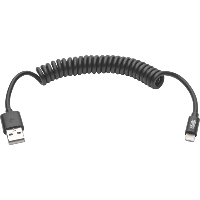Tripp Lite USB Sync/Charge Coiled Cable with Lightning Connector (M/M), Black, 4 ft. M100-004COIL-BK