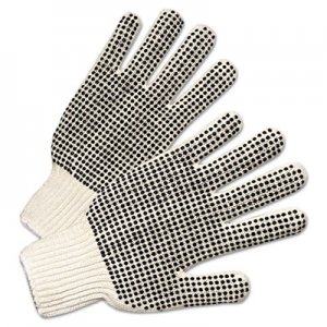 Anchor Brand PVC-Dotted String Knit Gloves, Natural White/Black, 12 Pairs ANR6705 708SKBS