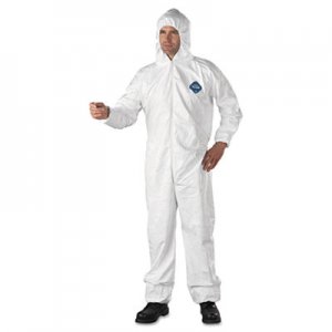 DuPont Tyvek Elastic-Cuff Hooded Coveralls, HD Polyethylene, White, 3X-Large, 25/Carton DUPTY127S3XL TY127SWH3X002500