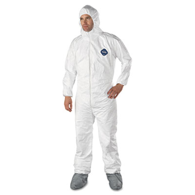 DuPont Tyvek Elastic-Cuff Hooded Coveralls w/Boots, White, 3X-Large, 25/Carton DUPTY122S3XL TY122SWH3X002500