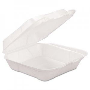 GEN Foam Hinged Carryout Container, 1-Comp, White, 8 X 8 1/4 X 3, 200/Carton GENHINGEDM1 SN240VW-H
