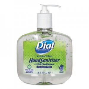 Dial Professional Antibacterial Gel Hand Sanitizer w/Moisturizers, 16 oz Pump, Fragrance-Free DIA00213EA 2340000213