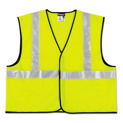MCR Safety Class 2 Safety Vest, Lime Green w/Silver Stripe, Polyester, 3X-Large RVRVCL2SLX3 VCL2SLX3