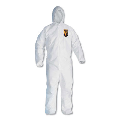 KleenGuard A30 Elastic-Back & Cuff Hooded Coveralls, White, X-Large, 25/Case KCC46114 KCC 46114