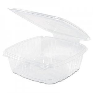 Genpak Clear Hinged Deli Container, Plastic, 48 oz, 8 x 8-1/2 x 2-1/2, 100/BG, 2