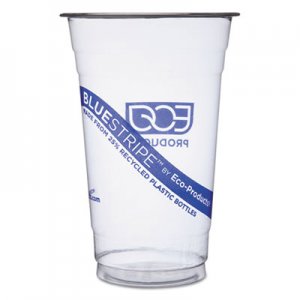 Eco-Products BlueStripe 25% Recycled Content Cold Cups, 20 oz, Clear/Blue, 1000/Carton ECOEPCR20 EP-CR20