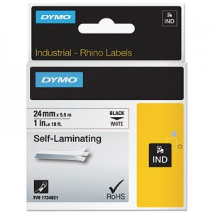 DYMO Industrial Self-Laminating Labels, 1" x 18 ft, White DYM1734821 1734821