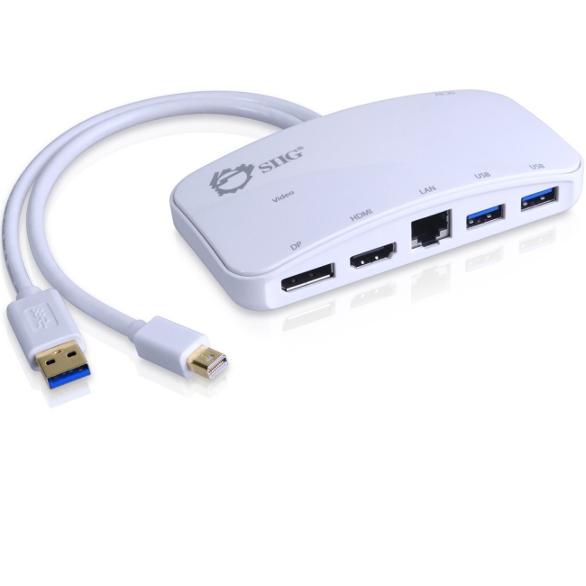 SIIG Mini-DP Video Dock with USB 3.0 LAN Hub - White JU-H30212-S1