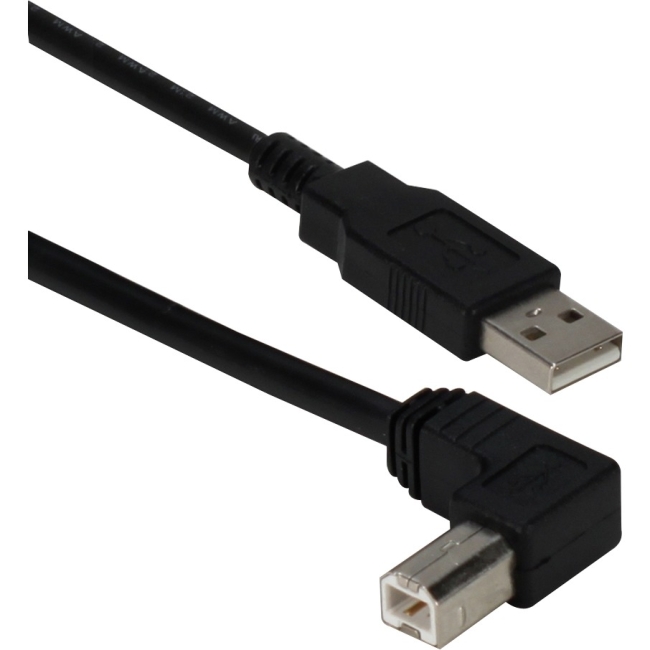 QVS 4ft USB 2.0 High-Speed Type A Male to B Right Angle Male Cable CC2209C-04RA