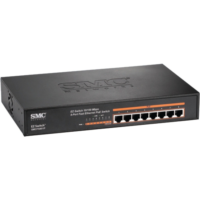 SMC Networks EZ Switch 10/100 8-Port Fast Ethernet PoE Switch SMCFS801P NA SMCFS801P