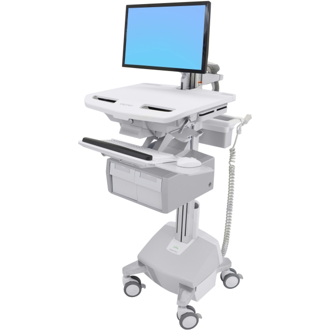 Ergotron StyleView Cart with LCD Arm, LiFe Powered, 2 Tall Drawers (2x1) SV44-12C2-1