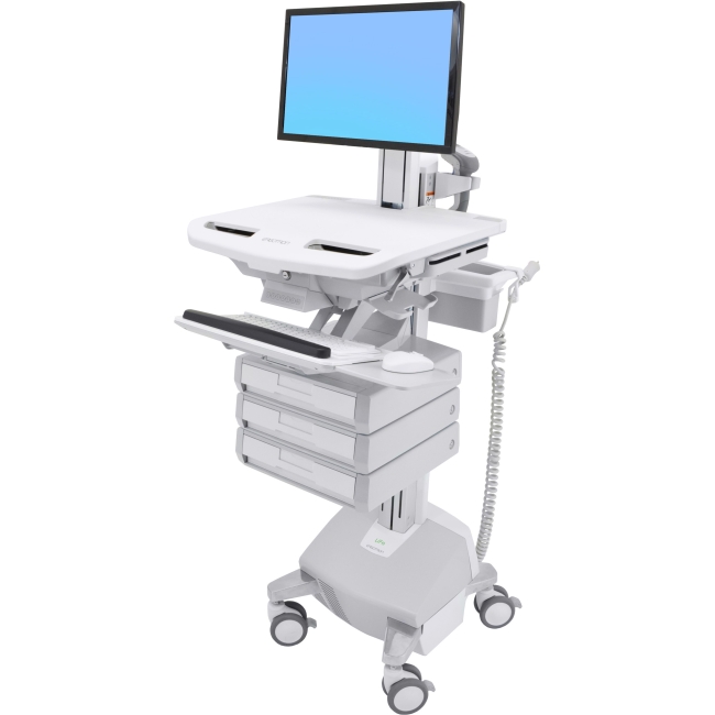 Ergotron StyleView Cart with LCD Pivot, LiFe Powered, 3 Drawers (1x3) SV44-1332-1